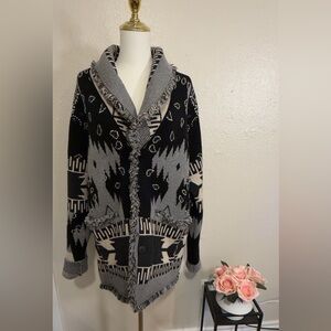 Black and Gray Men's Cardigan Sweater